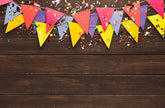 Wooden Floor With Party Flags Photography Backdrop K-0002 Shopbackdrop